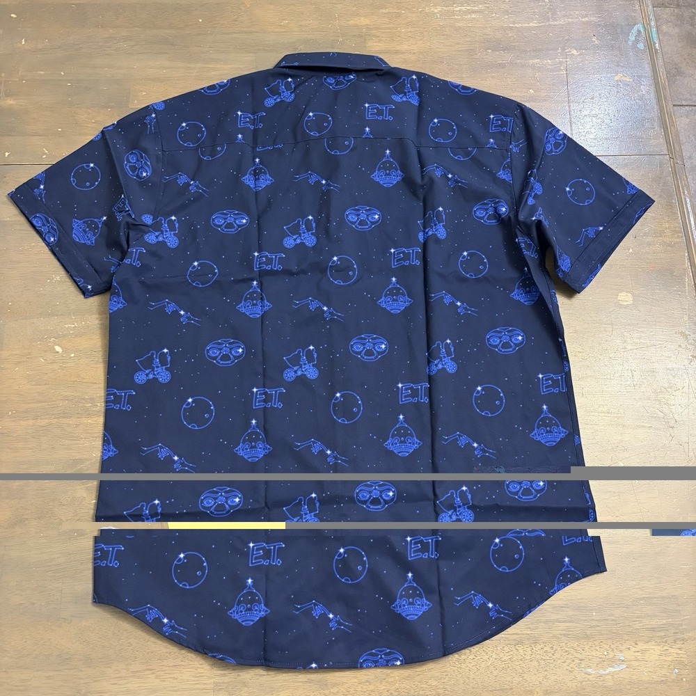 RSVLTS E.T. Men's Button Up Kunuflex Shirt Size XL Short Sleeve Blue Print NEW - Picture 6 of 10